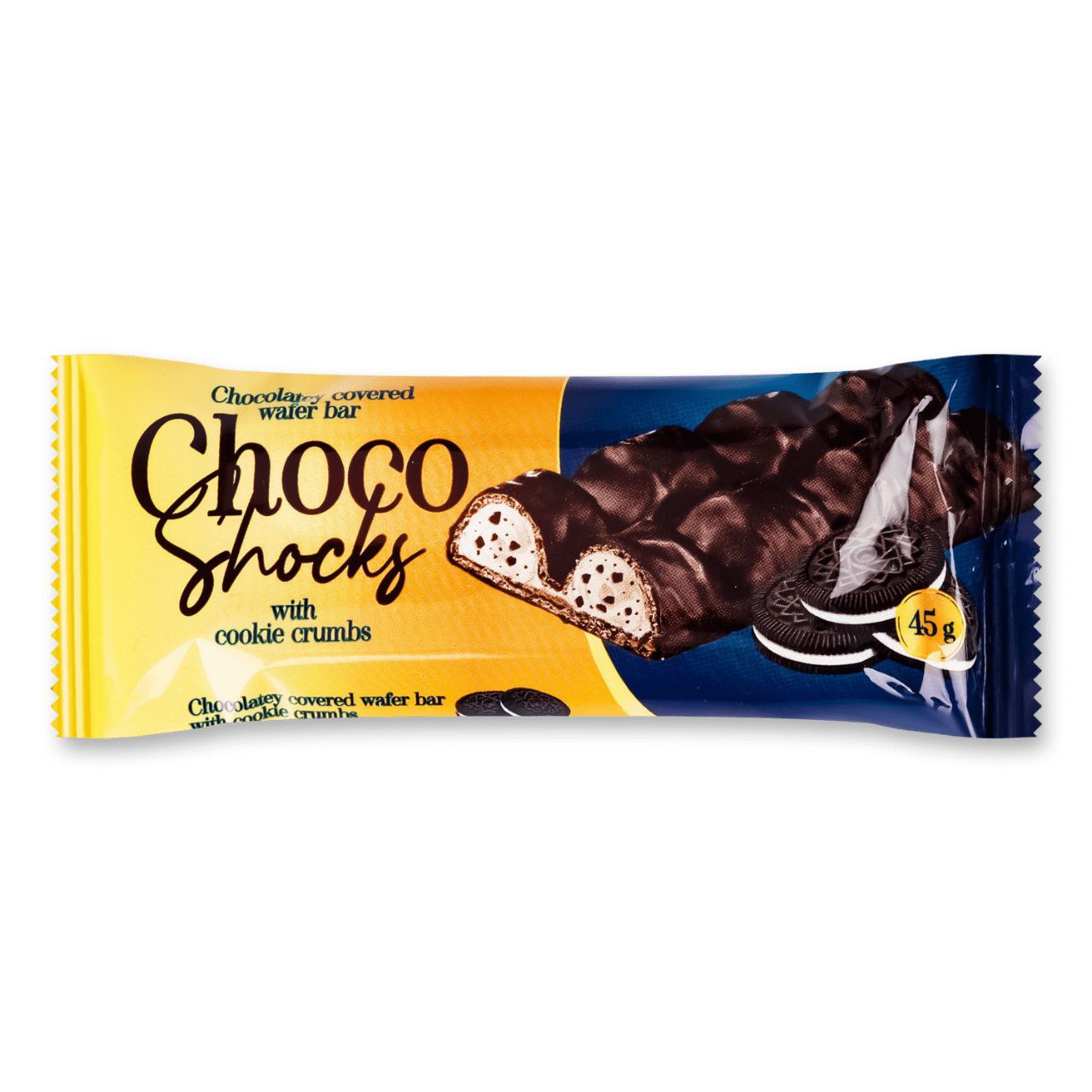 Батончик вафельний POLUS Choco-shocks з крихтою печива 45г